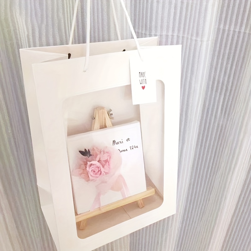 Flower Bouquet Tote Bag, Valentine's Day Flower Shop Gift Paper Bag, 5Pcs