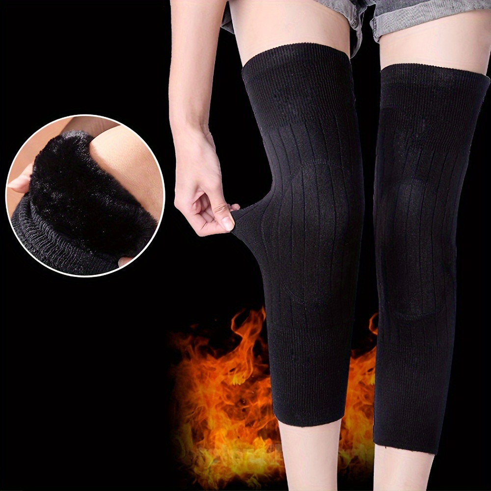 2PCS Winter Warm Wool Thicken Fleece Lined Knee Warmers