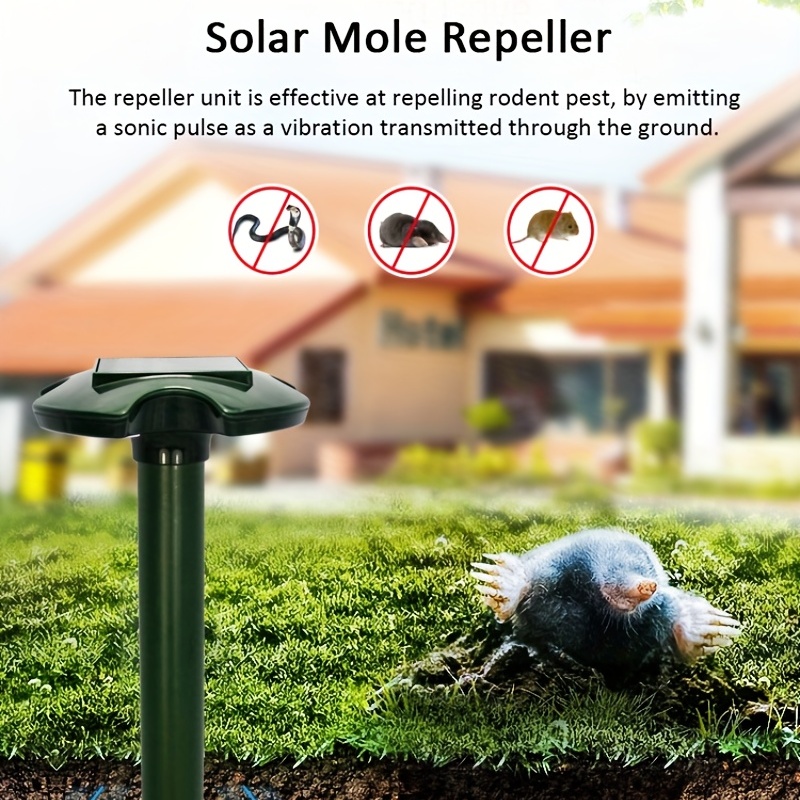 1pc 2pcs Mole Repellent Solar Powered Sonic Mole Deterrent Spikes Snake