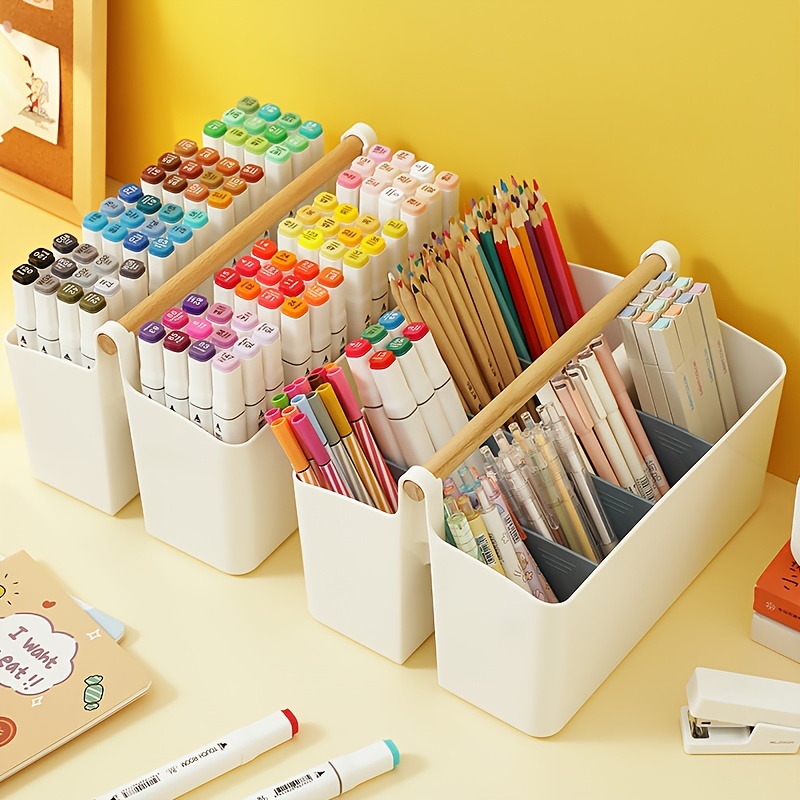 Estuche grande para lápices de gran capacidad, bolsa de  almacenamiento grande, 3 compartimentos organizador de escritorio, estuche  de rotulador, bolsa de papelería simple, soporte de lápiz (gris) : Arte y  Manualidades
