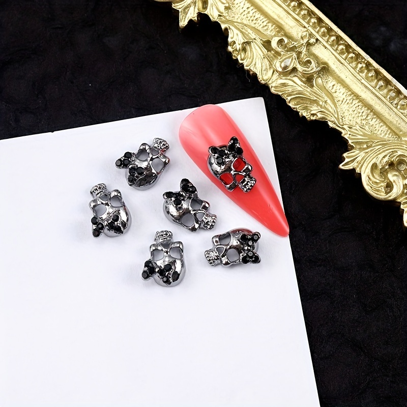10pcs Halloween 3D Skull Nail Charms with Rhinestones Nail Art Accessory