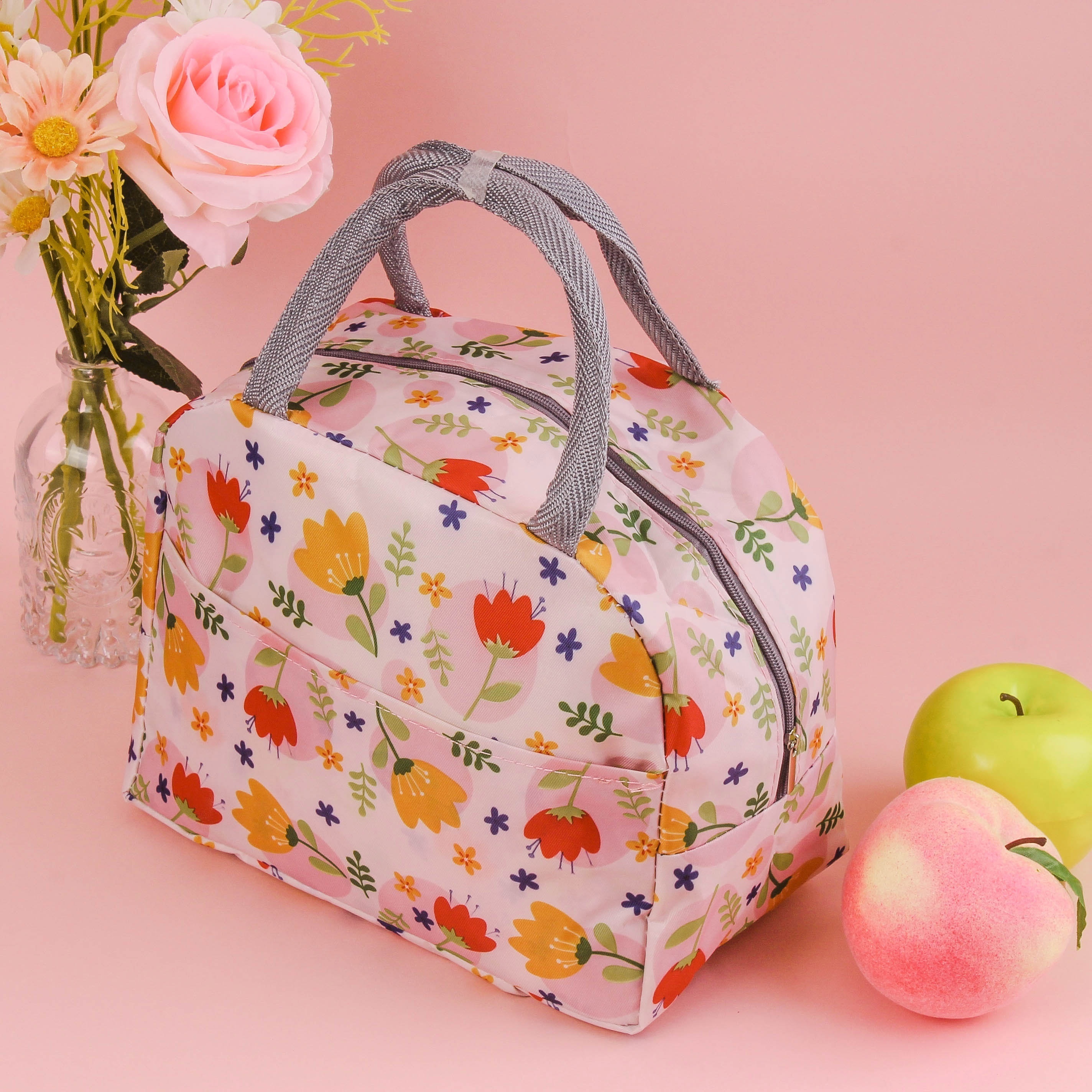 Aesthetic Floral Printed Lunch Bag, Insulated Large Capacity Bento Bag,  Thermal Cooler Handbag For Teenagers And Workers At School, Canteen, Back  School, For Camping Picnic And Beach, Home Kitchen Supplies - Temu
