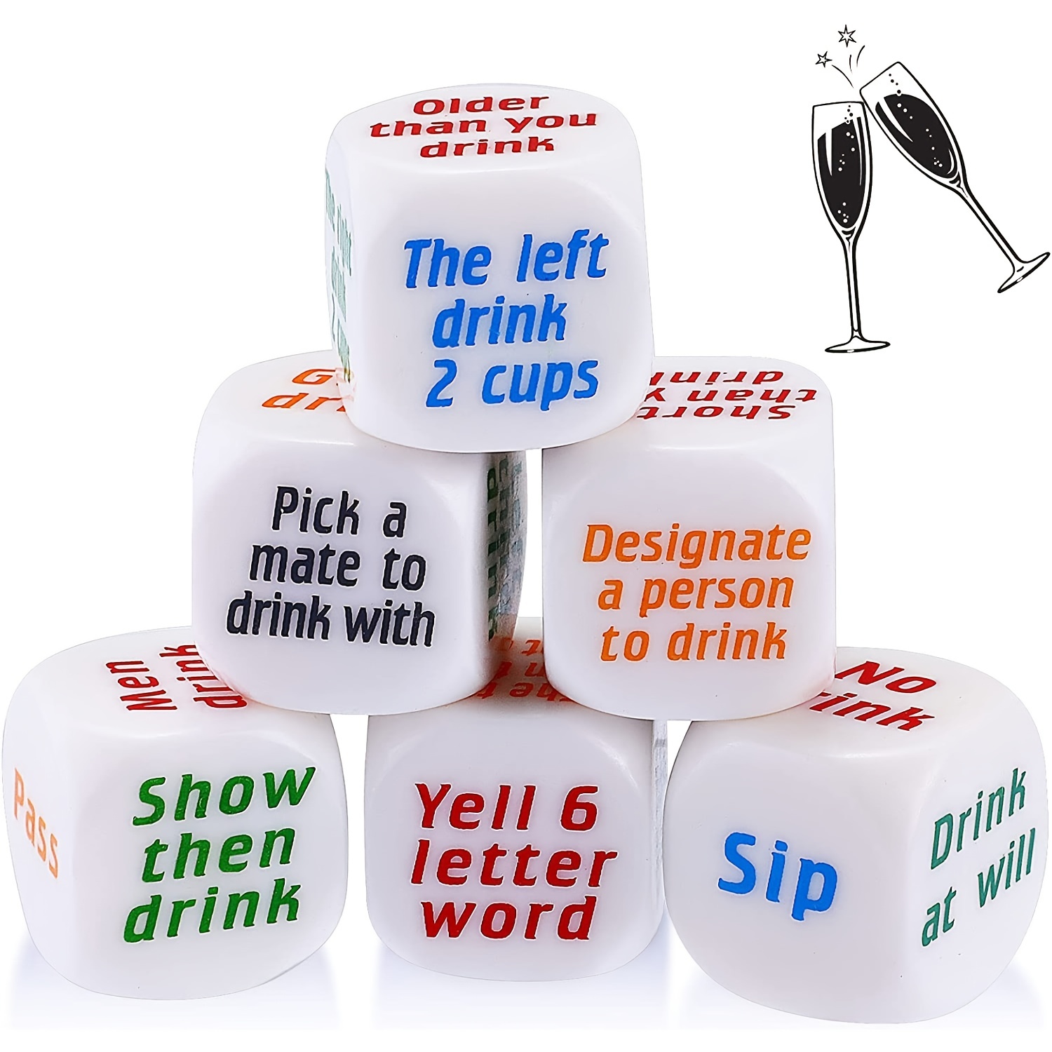 Drinking Bar Dice Set Of 6, Drunk And Frenzy Deciding Dice Game For Birthday Wedding Graduation Party Favors