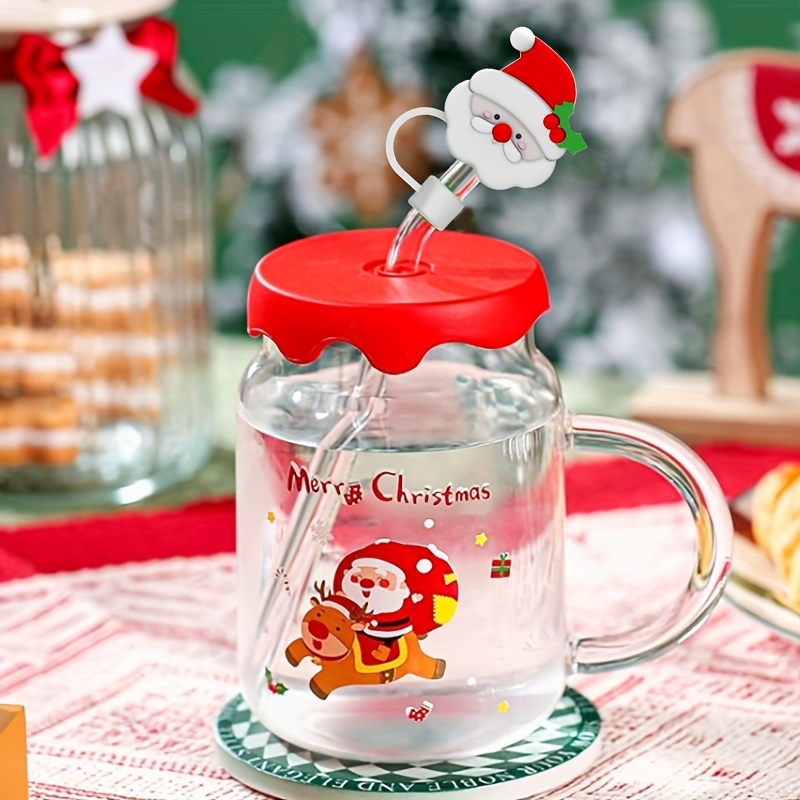 Christmas Series Cute Straw Cover Reusable Dustproof - Temu