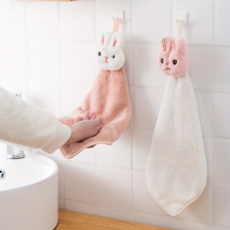 Cute Rabbit Design Fingertip Towel Hanging Towel For Wiping - Temu