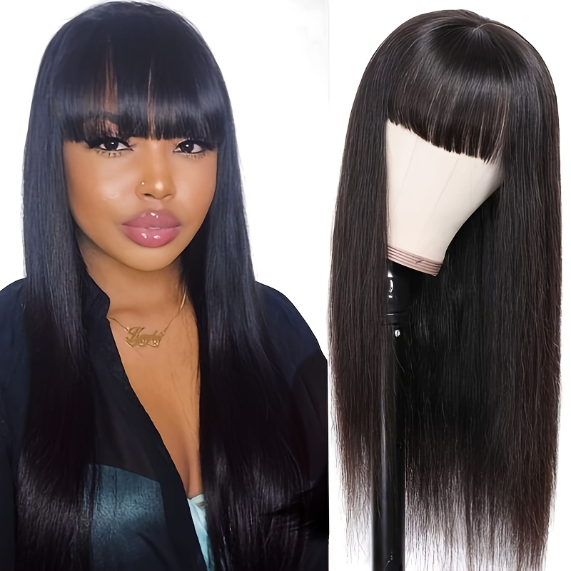 Human hair deals wig with fringe