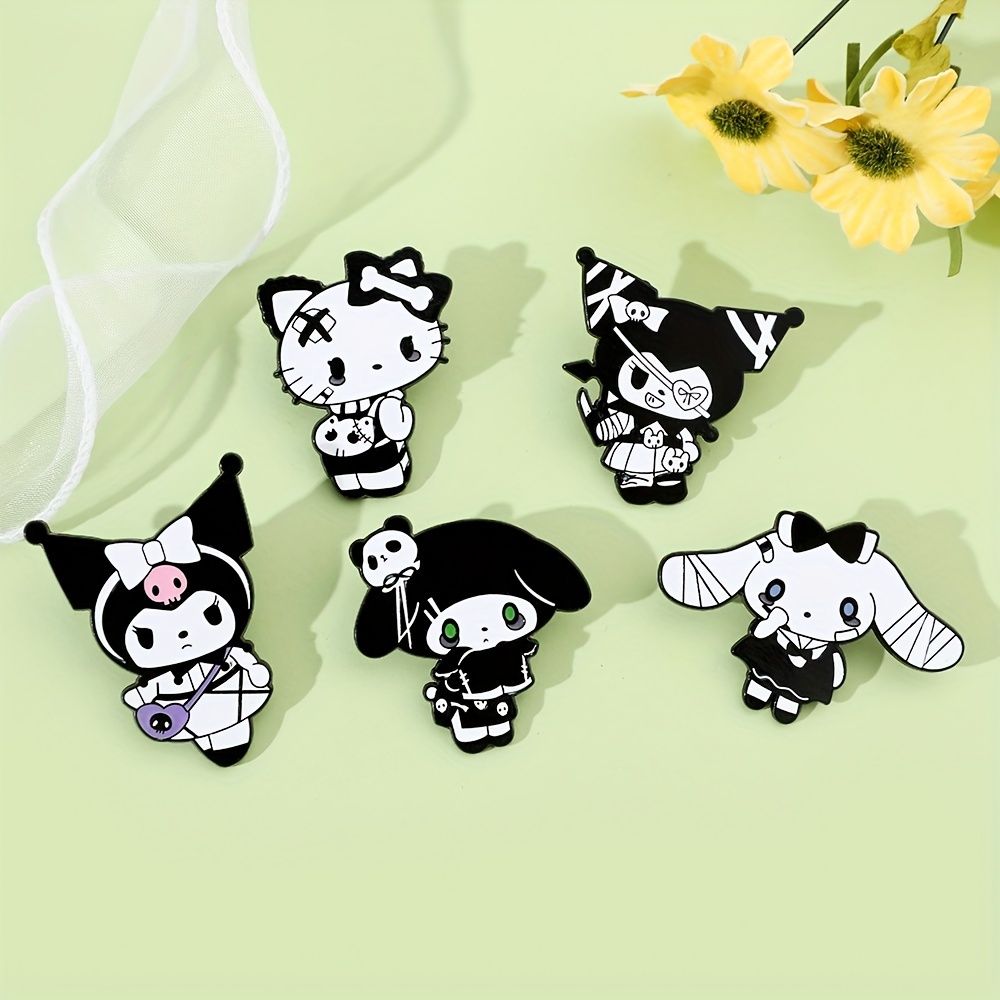 Iigen 1/5 Pcs Halloween Brooch, Kuromi Melody Hello Kitty Enamel Pin Badge, Clothing Backpack Accessories Holiday Gift,Temu