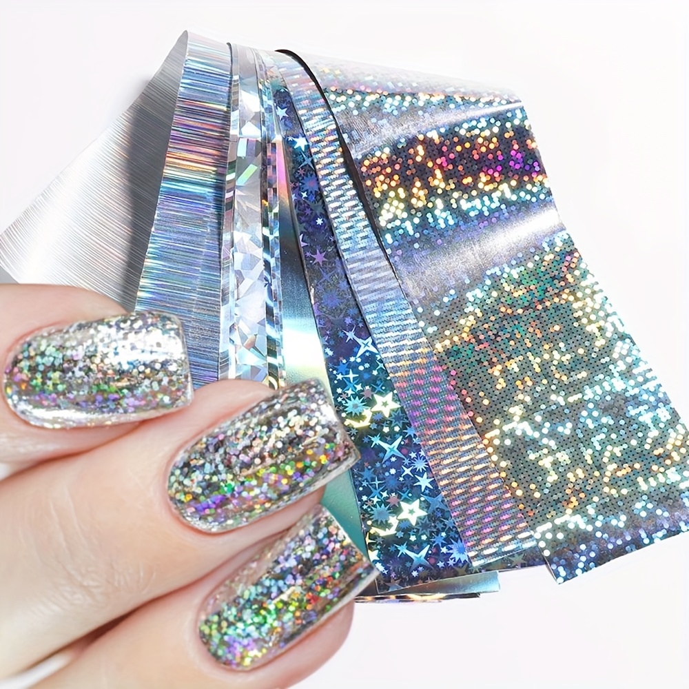 Laser Holographic Starry Nail Foil Paper Gold Silver Manicure Nail