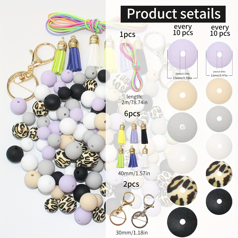 Key Rings And Various Color Liquid Silicone Beads String Bead Kit