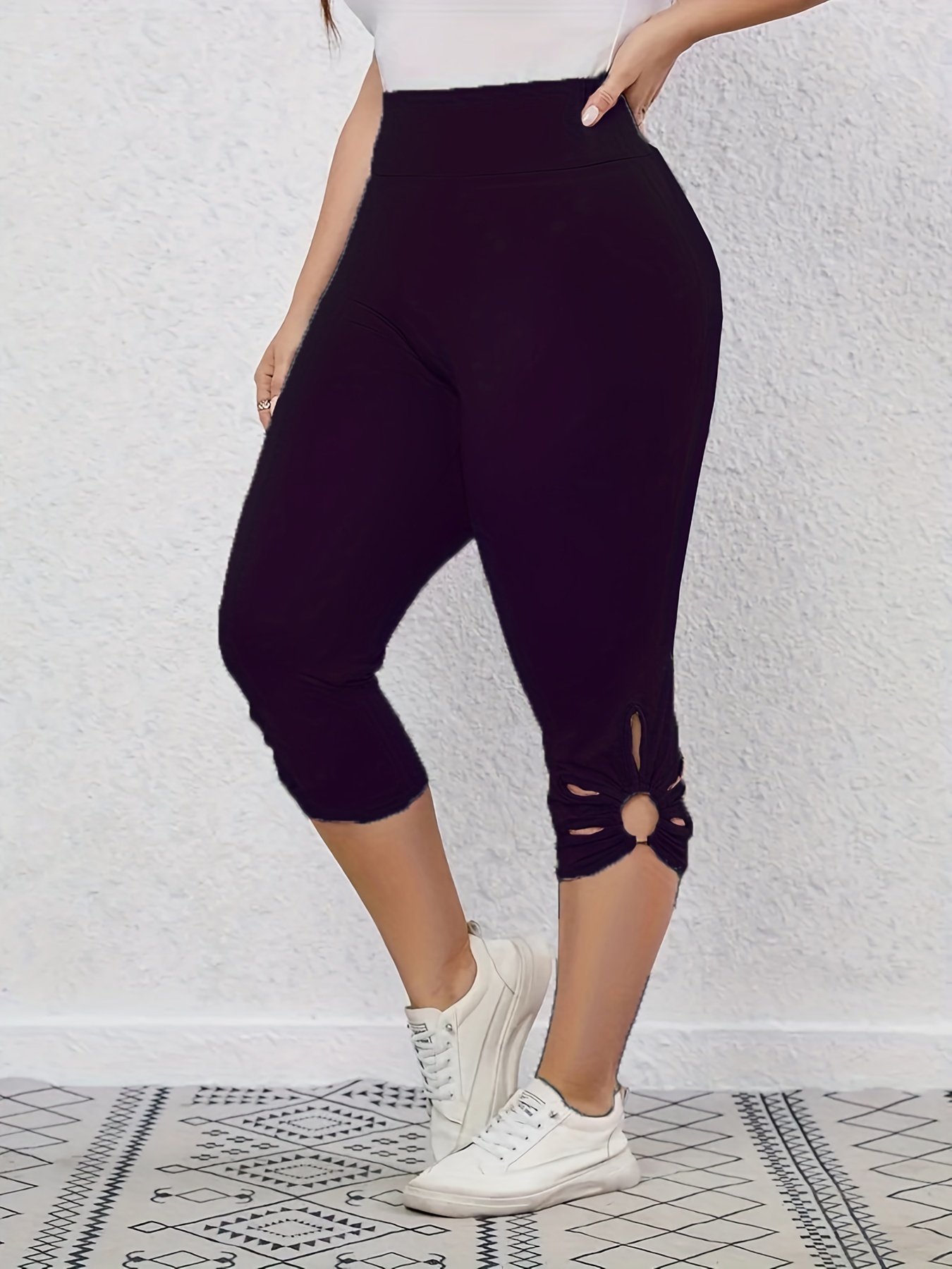 Ring Linked Skinny Capris Leggings for Women