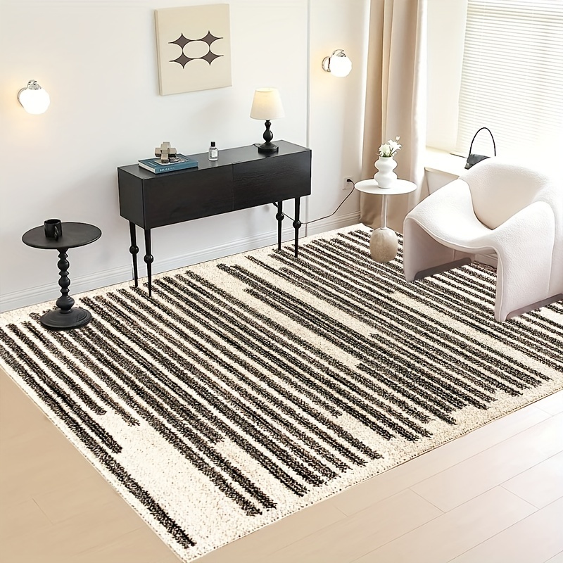 Black and White Stripe Rug Modern Farmhouse Kitchen Rug 