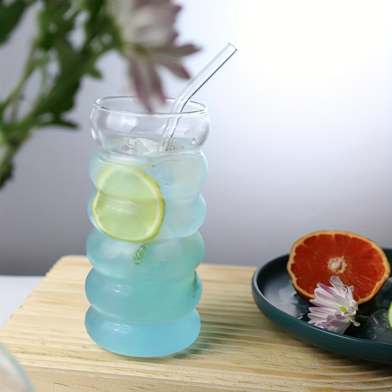 Drinking Glasses With Bamboo Lids And Glass Straw - 550ml Can