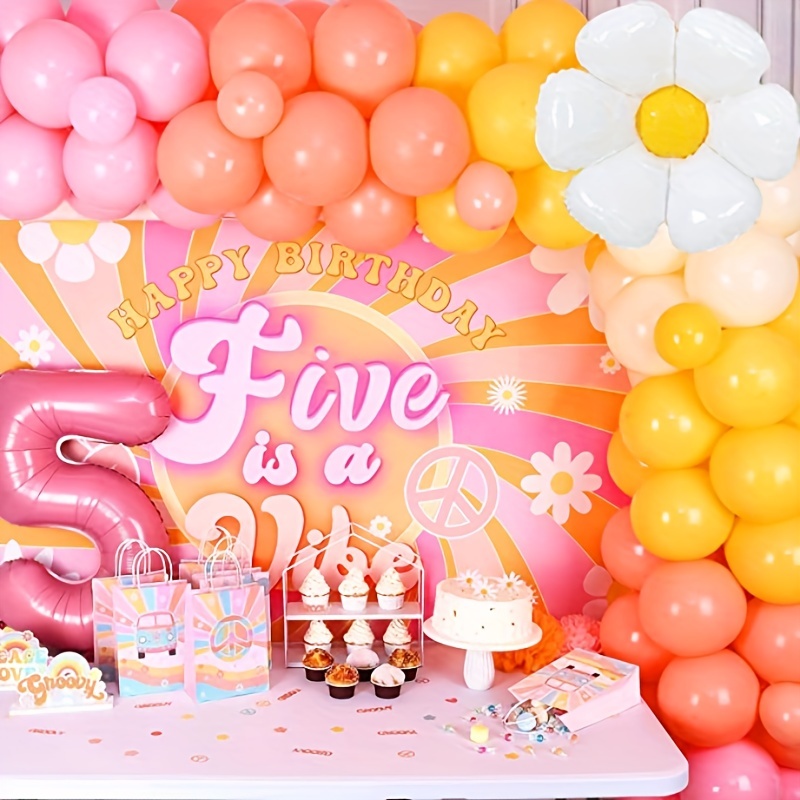 Happy Birthday Banner, Rainbow Birthday Decorations for Women And Girls,  Daisy Happy Birthday Sign for Backdrop Wall Party Supplies
