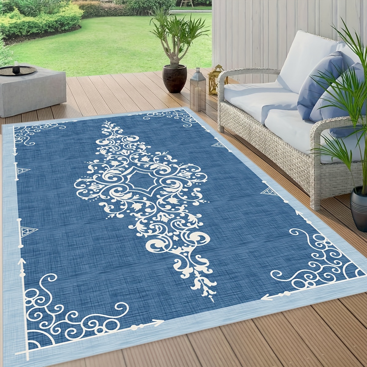 Blue Kitchen Rug Boho Anti Fatigue Kitchen Rugs, Vintage Absorbent Non Slip  Rugs,soft Faux Sheepskin Floor Mat For Living Room Bedroom Bedside, Easy To  Clean, Washable Anti-skid Throw Rugs Home Decor, Room