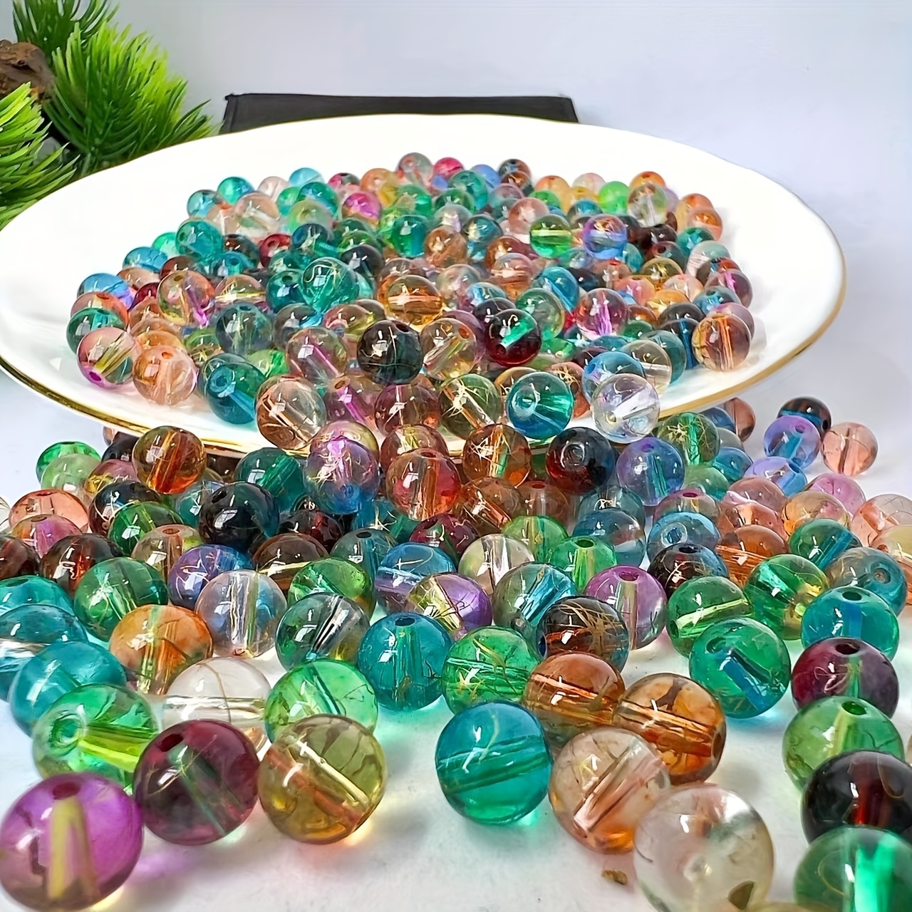 4mm-10mm Mix Color Glass Beads Round Loose Spacer Beads Intarsia Beads For  Jewelry Making
