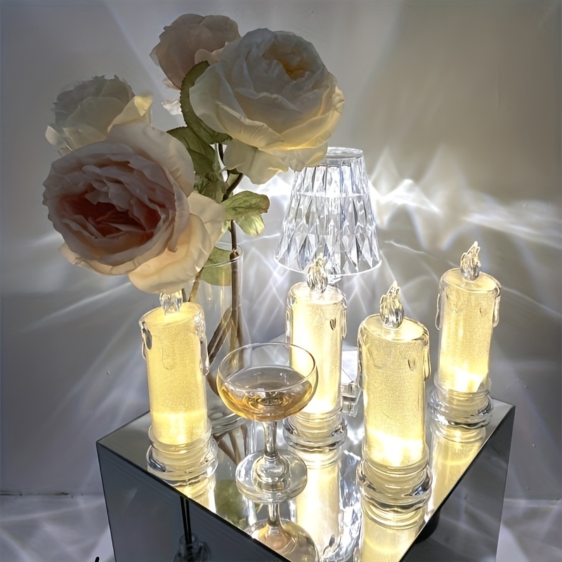 1pc Battery-Powered Crystal Flameless Candle Lights for Weddings, Parties,  and Home Decor - LED Electronic Ambient Lights with Soothing Glow