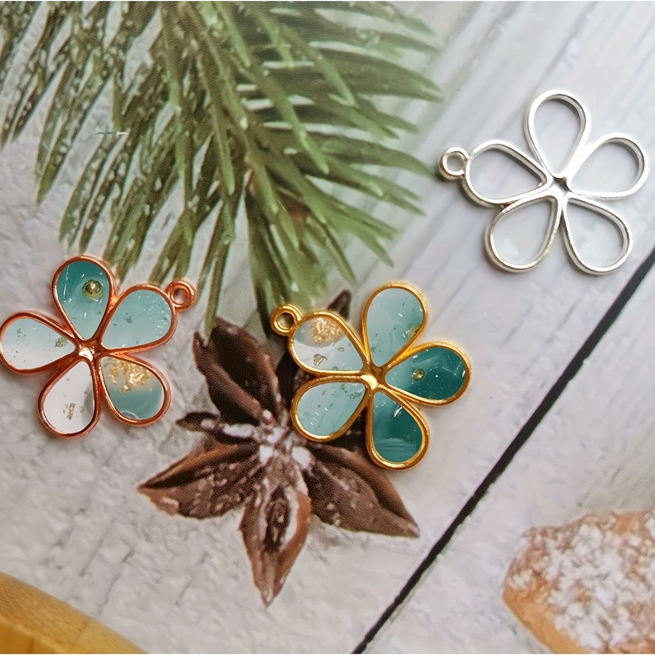 Flower Open Bezel Pendants Alloy Hollow Frame Petal Pendants - Temu