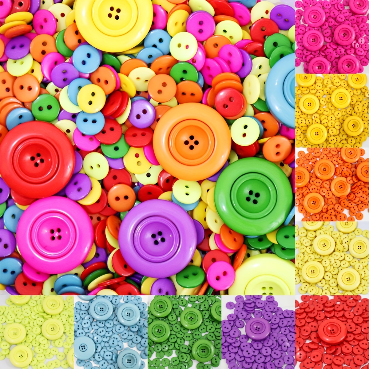 100 Pcs Rainbow 4 Holes Round Buttons Size 11 Mm for Sewing Crafts  Accessories