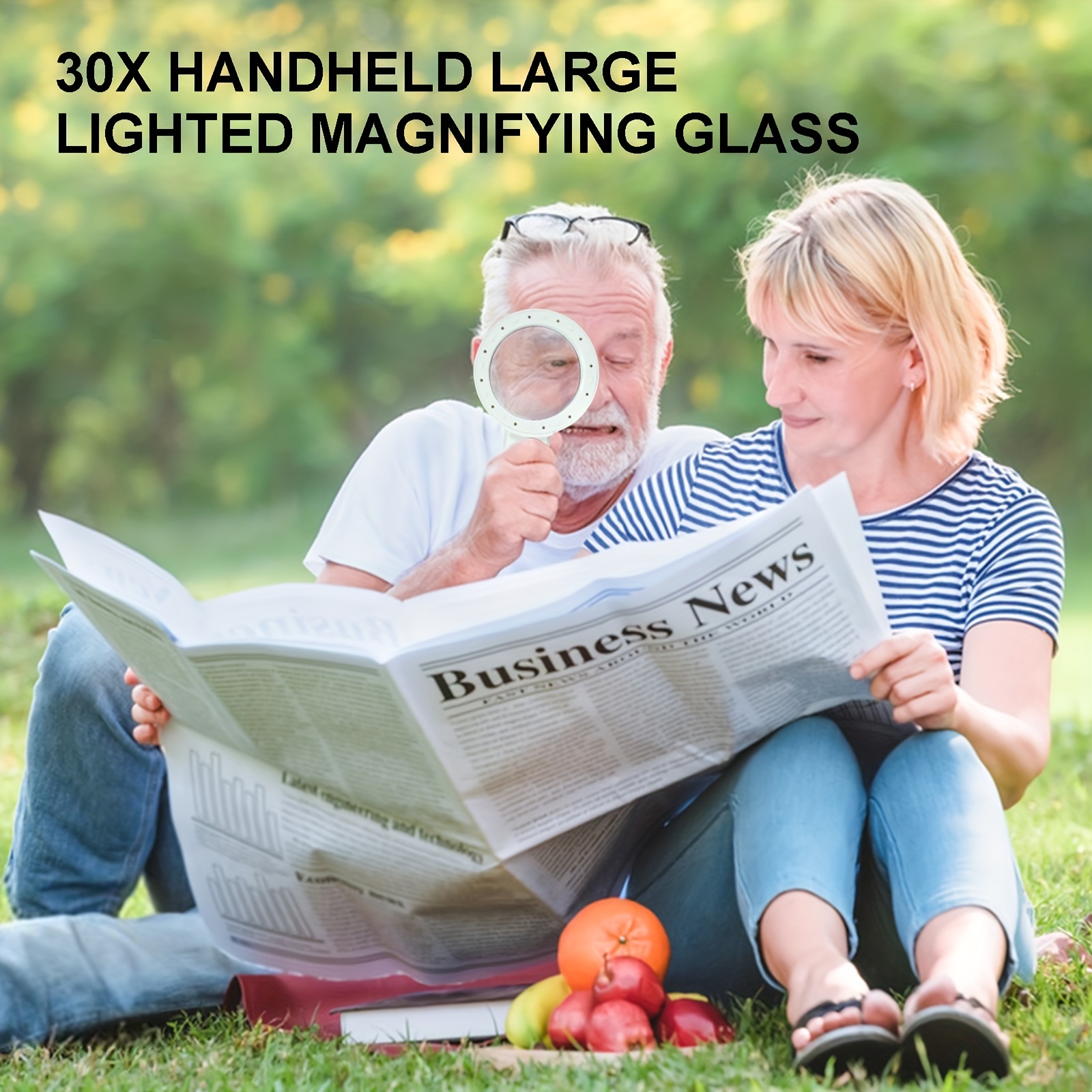 Magnifying Glass with Light,30X High Power Jumbo Lighted Magnifier Lens for  Seniors Reading Small Print,Stamps, Map,Inspection, M