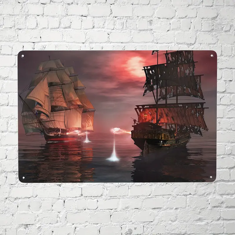 Pirate Ship Antique Tin Sign Bar Poster Metal Wall Plate - Temu
