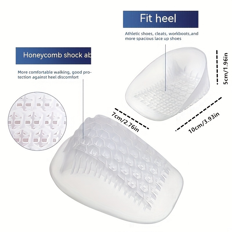 2pcs Soft Heel Pad Shock Absorbing Belt Inner Height Increasing Half Pad