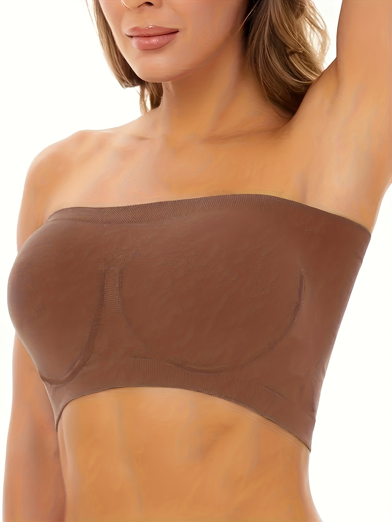 Women's Plus Size Strapless Bra Bandeau - Brown / One Size Plus