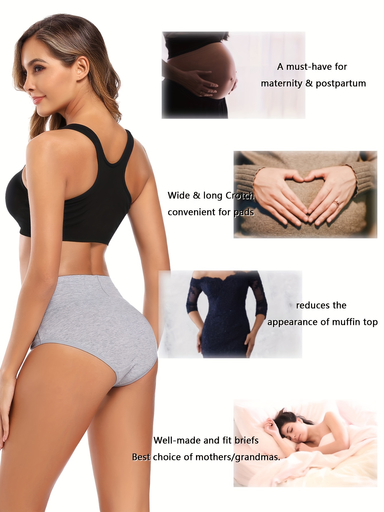 Tummy Control Top Underwear For Women High Waisted Postpartum Panties No  Muffin Top Ladies Briefs Plus Size Pack