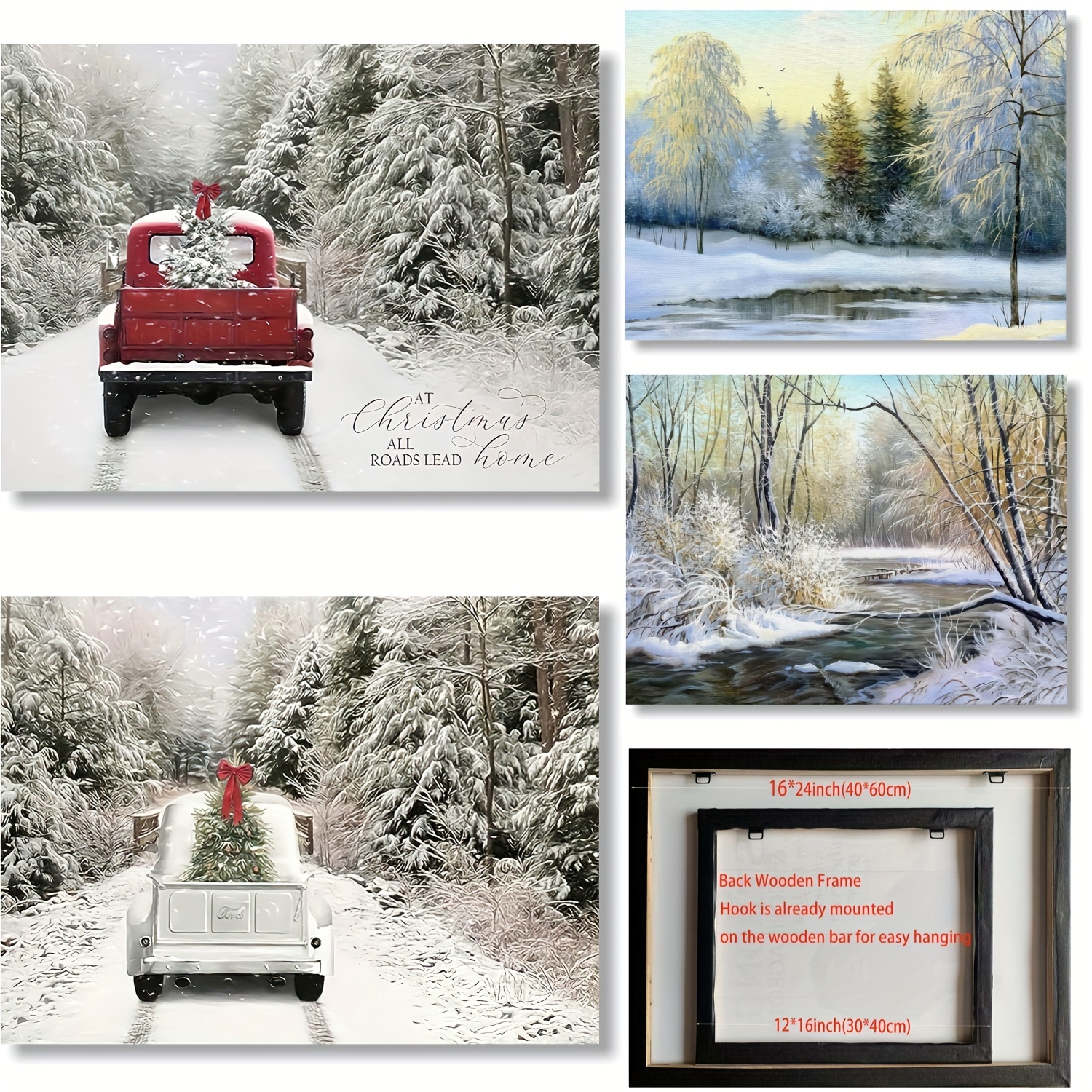 Christmas Tree Decoration framed Picture Landscape Wall Art - Temu