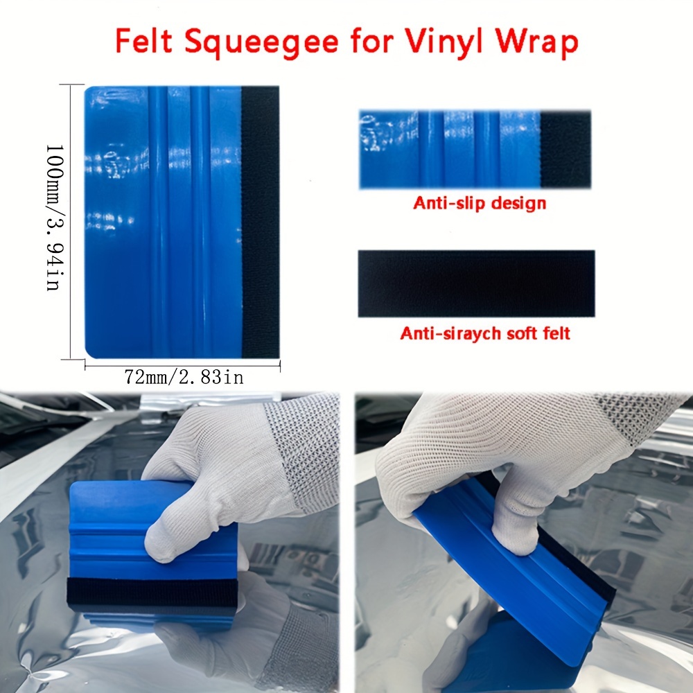 10Pcs Vinyl Squeegee with 10Pcs Squeegee Felt Fabric for Tint Film Decal  Scraper Applicator Vinyl Wrap