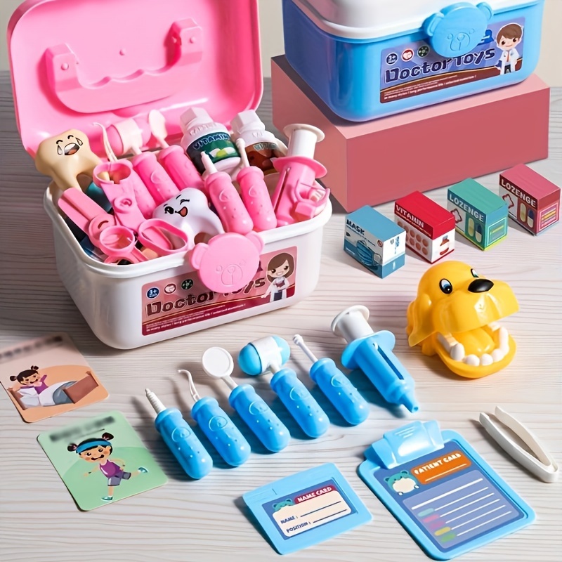 Liberry Kit de médico para niños pequeños de 3 a 5 años, 26 piezas con  estetoscopio electrónico, juguetes de simulación para niños y niñas (azul)