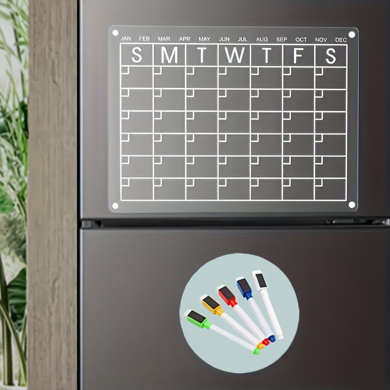  Calendario magnético acrílico para nevera, 17 x 12 pulgadas, 2  juegos de calendario transparente para nevera, magnético de borrado en  seco, calendario magnético para refrigerador, tablero planificador :  Productos de Oficina