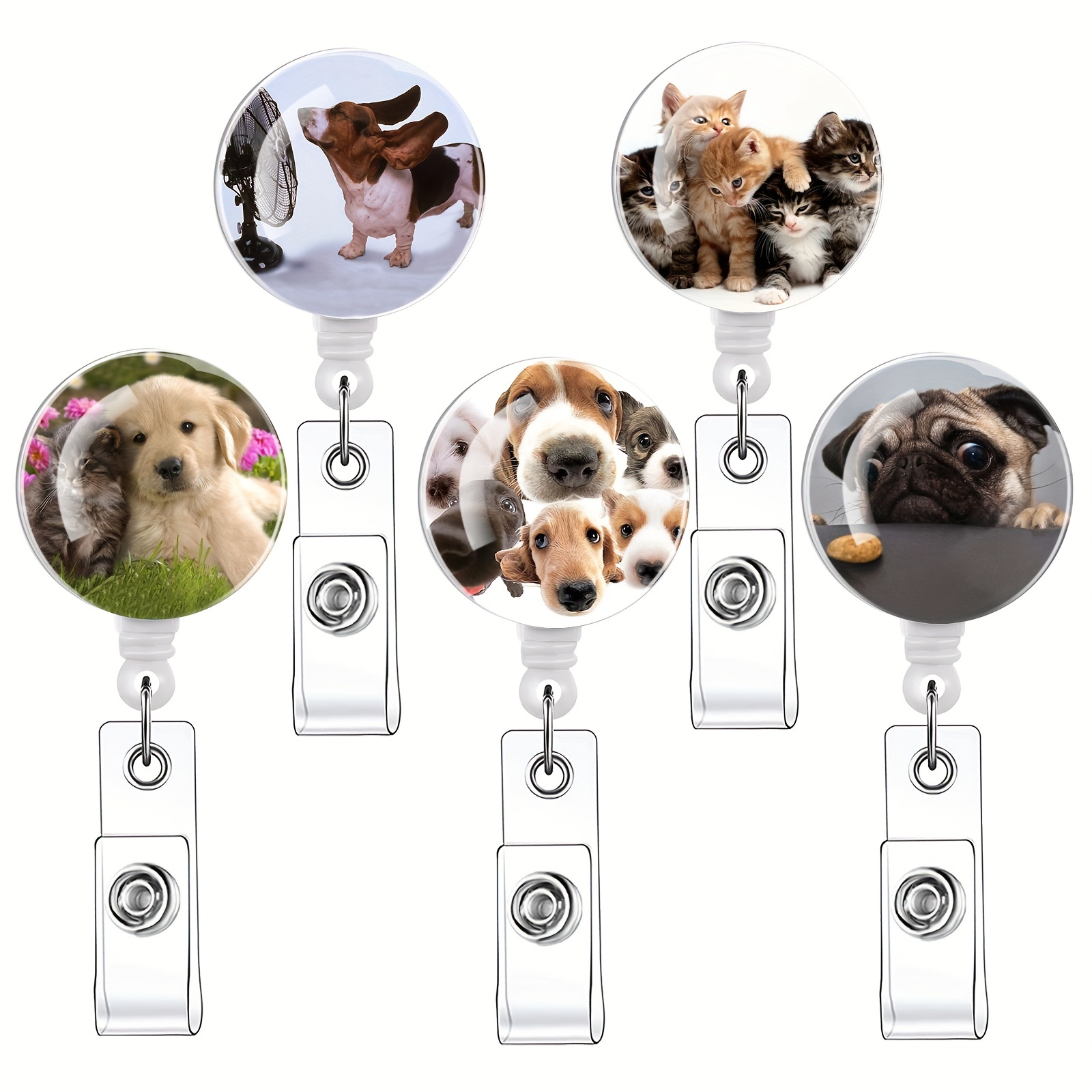 Hand Made Embroidery Name Badge Reel Retractable Cartoon Dog