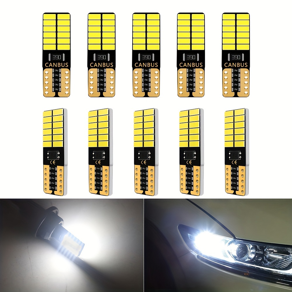 Phares - feux,Yellow--Ampoule LED T10 W5W Canbus 8SMD 5630 194, 2
