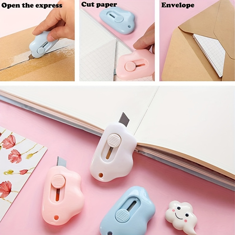 1pc Cloud Pattern Art Knife, Retractable And Portable Mini Paper Cutter For  Unpacking And Office Use