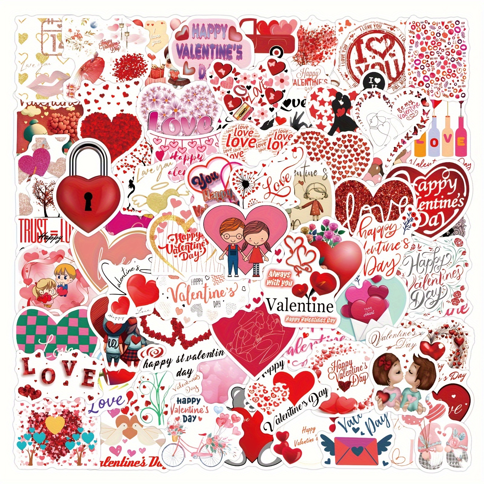 122pcs Love Stickers, Vinyl Waterproof Valentines Stickers For Laptop,Water  Bottle, Envelopes, Crafts Scrapbooking, I Love You Decorations,Stickers Fo