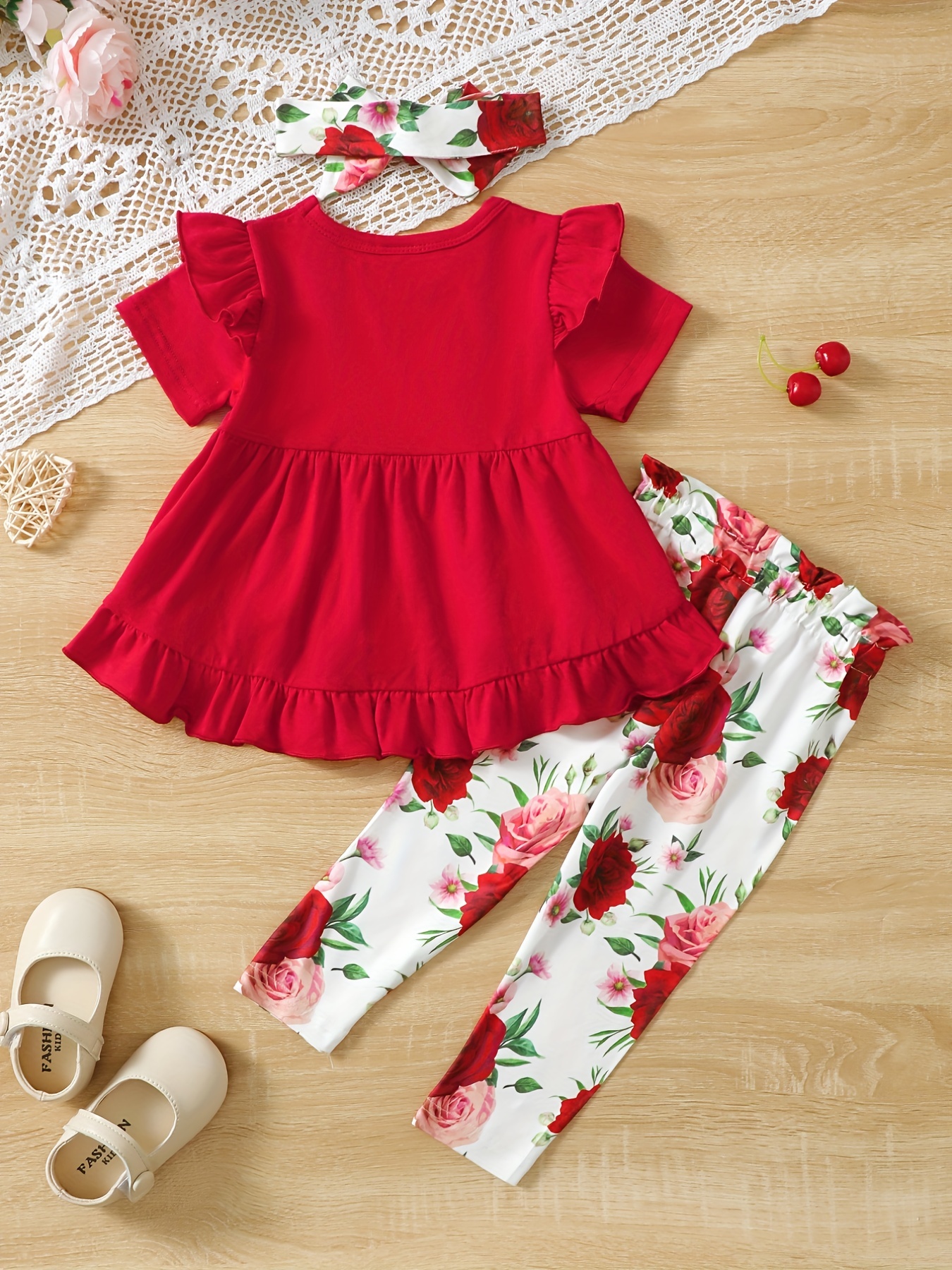 Baby Infant Girls Short Sleeve Ruffle Hem Top Floral Pants Temu