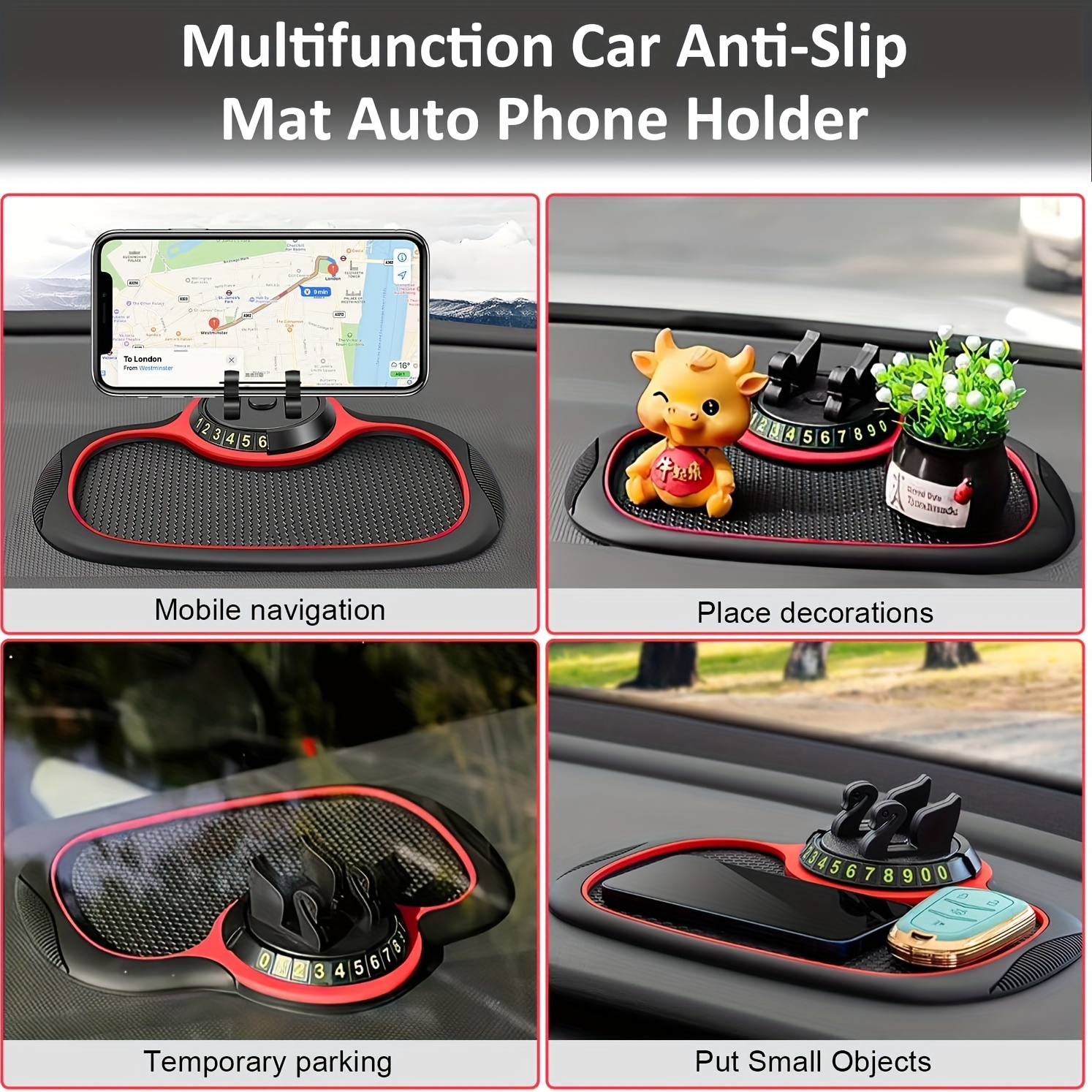 Multifunction Car Anti slip Mat Auto Phone Holder Rotatable - Temu United  Kingdom