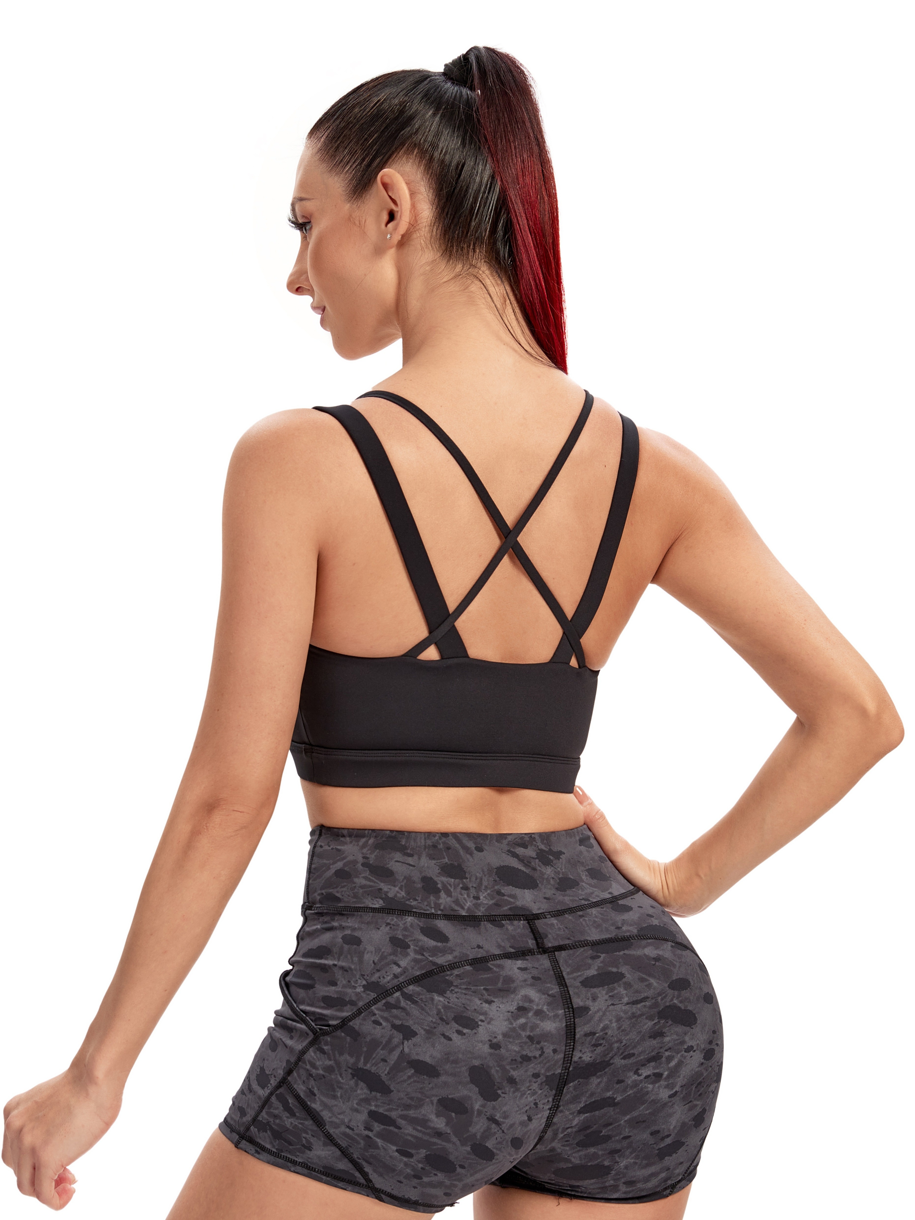 Women Shockproof Wireless Lace Bra Breathable Back Cross Yoga
