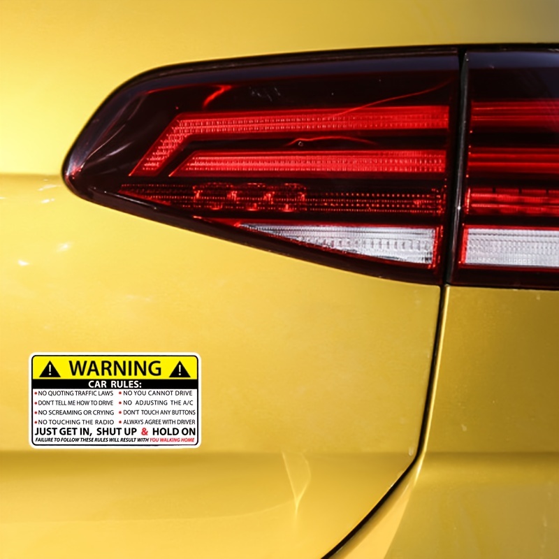 Vehicle Safety Warning Rules Sticker Decal Window Graphic Temu