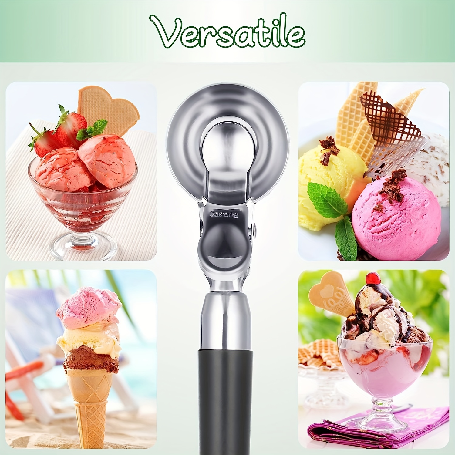 Stainless Steel Ice Cream Scoop With Trigger, Dishwasher Safe, Heavy Duty  Scoop With Anti-freeze Handle, Perfect For Ice Cream