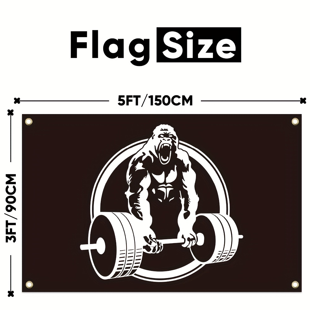 ENMOON Gorilla Gym Lifting Champs Flag Banner for Man Cave Home Gym (3x5ft,  Anti-Fade HD Printing 150D Poly) Premium Quality with Two Brass Grommets