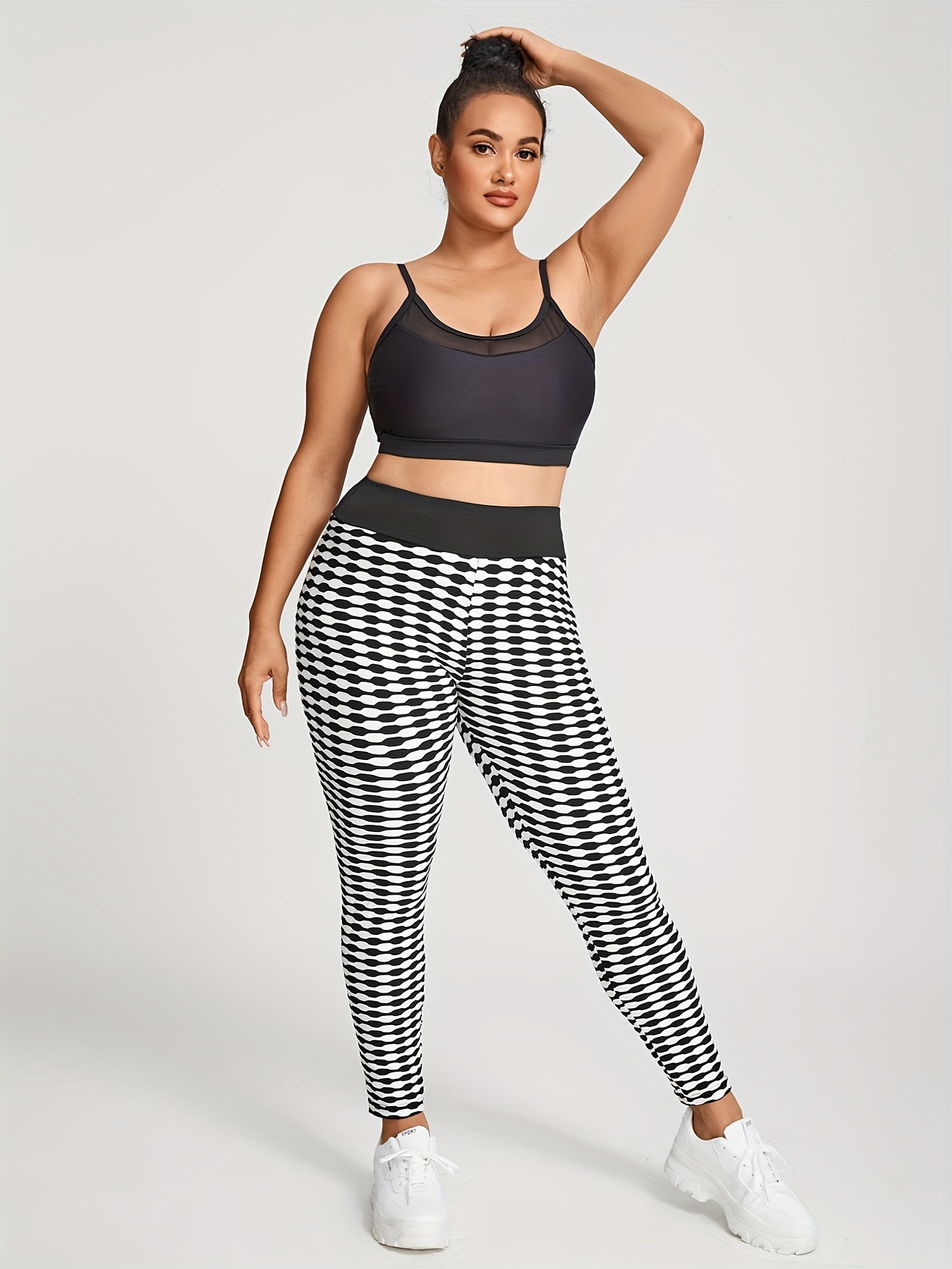 Plus Size Sports Leggings Women's Plus Geometric Print High - Temu