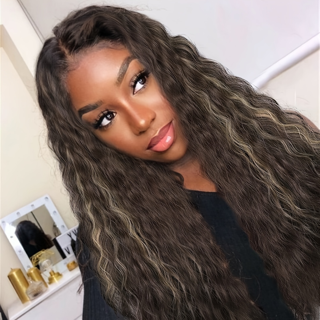 Burgundy Lace Wig Long Deep Curly Wig Middle Part Synthetic Temu