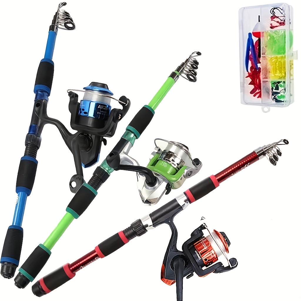 1 Set Portable Mini Fishing Rod + Fishing Reel + Fishing Lure Tackle Kit  +storage Bag, Fishing Gear