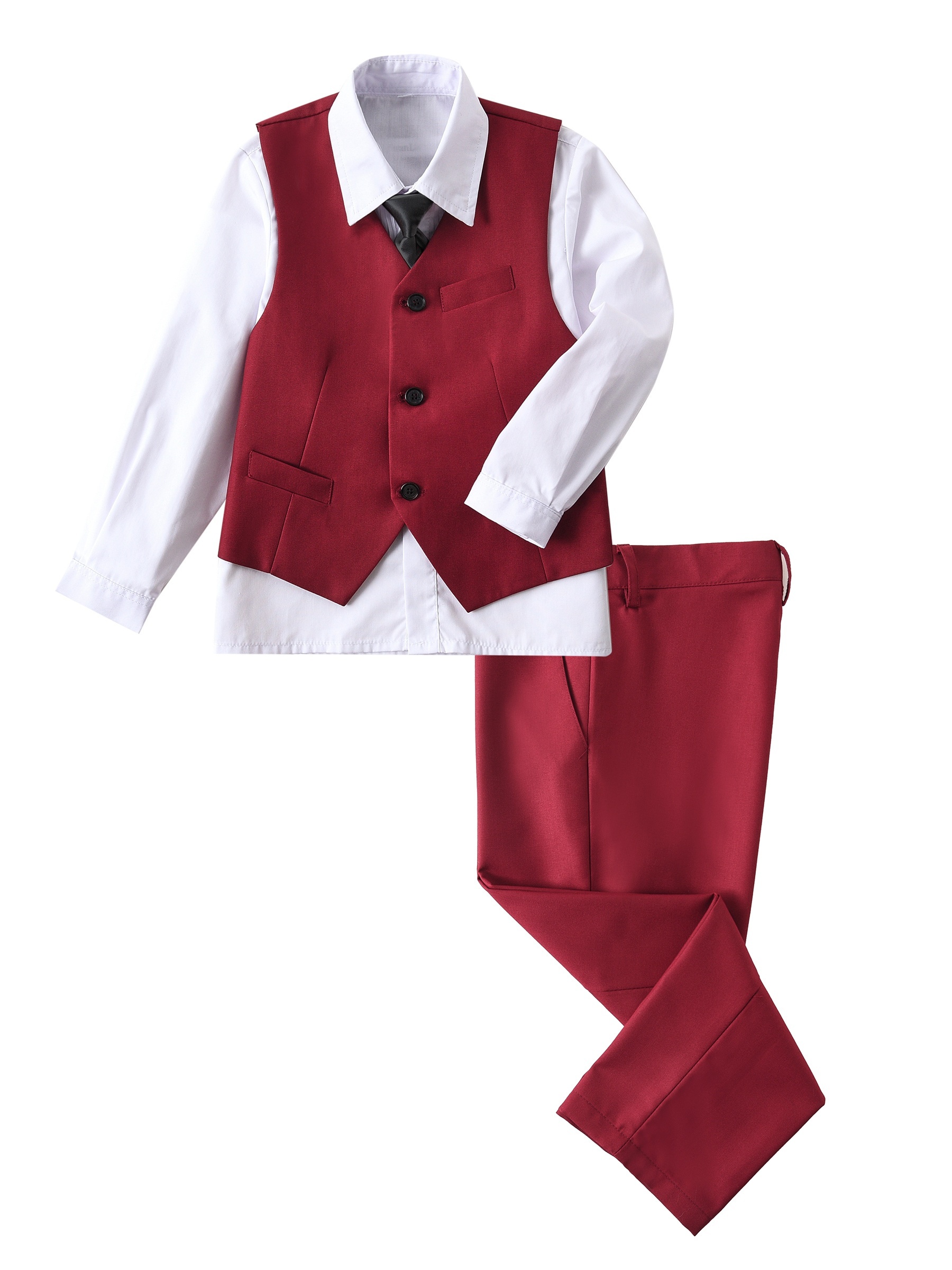 4pcs Kid Baby Boy Gentleman Suit Waistcoat+Tie+Shirt+Pants Outfit