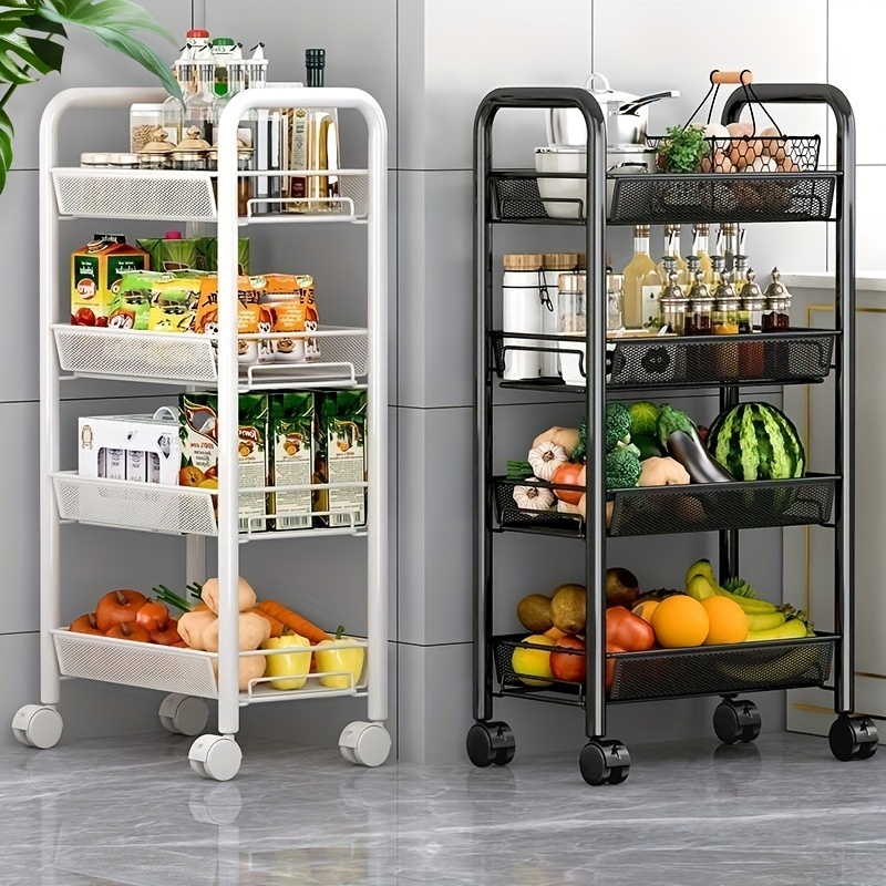 Carrito de almacenamiento de frutas y verduras de cocina, estante para  verduras de piso, cesta de almacenamiento multicapa para el hogar, estante  de