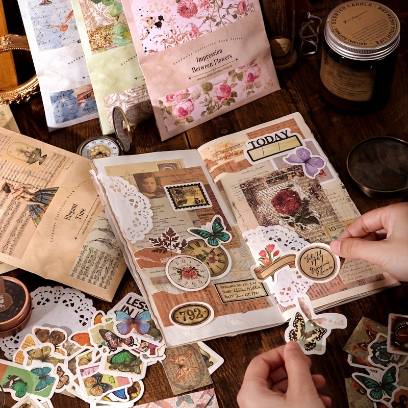 Vintage Material Label Stickers Journal Kit Handmade - Temu