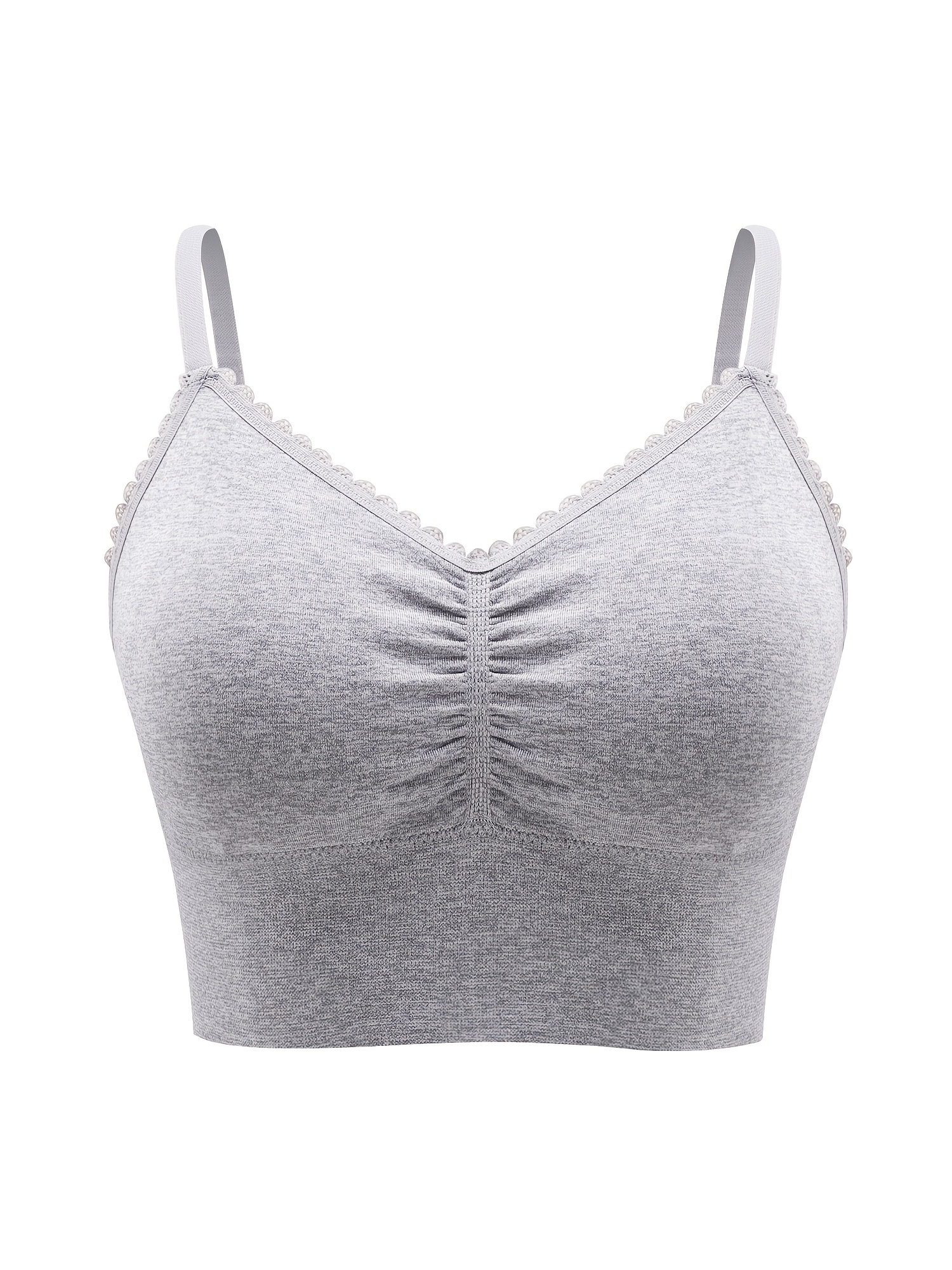 Women's Bra Wirefree Cotton Bra, Sleeping Underwear Soft Cup Plus Size Bra  Full Coverage Bralette (Color : Gray, Size : 46D)