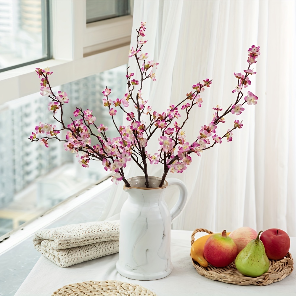 Flores artificiales en jarrón de seda, 21 arreglos florales de rosas, ramos  de flores falsas con jarrón de cerámica, centros de mesa para decoración