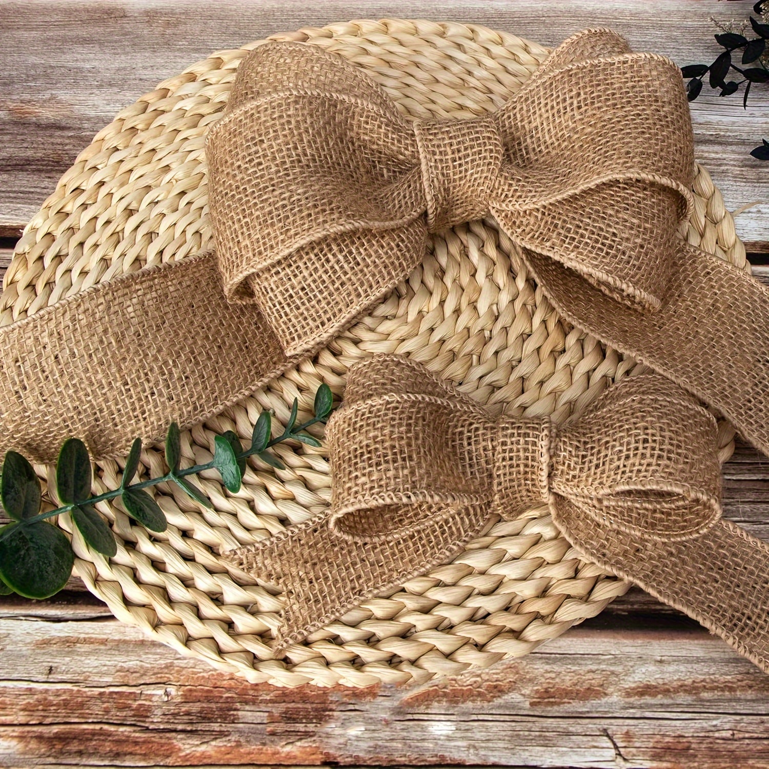 Ribbli Natural Burlap Wired Ribbon,3 inch x Continuous 10 Yard, Wired Edge Ribbon for Big Bow,Wreath,Tree Decoration,Outdoor Decoration